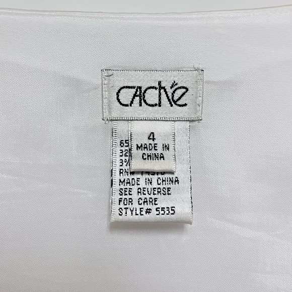 Cache Vintage Beaded Skirt A-Line Tropical Blossom Bamboo Floral SZ 4 White Y2K - Picture 9 of 11